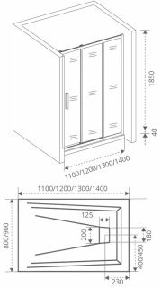 Душевая дверь Good Door Orion WTW-130-G-CH стекло матовое