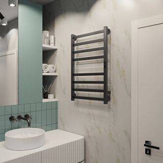 Полотенцесушитель электрический Indigo Oktava Slim 3 LСLOKS3E80-50GNSRt 80x50 см оружейная сталь