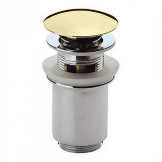 Донный клапан для накладных раковин с системой "Клик-клак" с переливом, золото Cezares CZR-SAT1-03/24