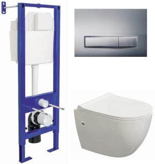 Комплект Berges 4в1 042447: инсталляция ATOM Line 410 кнопка хром глянец унитаз Okus сиденье Okus Slim SO