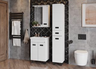 Шкаф-зеркало с подсветкой Onika Балтика Black 205846 правый 58см белый