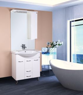 Шкаф-зеркало с подсветкой Onika Моника 207507 правый 75см белый