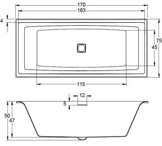 Акриловая ванна с подсветкой Riho Still Square LED B100004005 170х75см светодиоды и подголовник слева белый