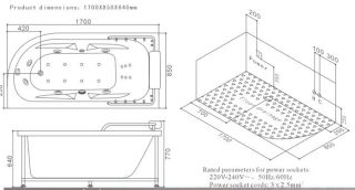 Ванна SSWW  W0827 170x85 с гидромассажем