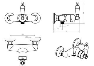 Смеситель для душа Boheme Vogue  с черным SW_Комплект золото