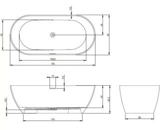 Ванна из искусственного камня Riho Bilbao B118001105 170x70см белый