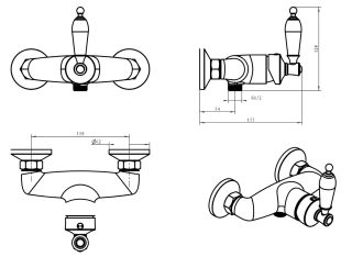Смеситель для душа Boheme Vogue хром Murano, шоколад_Комплект хром