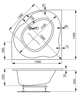 Акриловая ванна VagnerPlast Plejada VPBA150PLE3X-04 150см белый