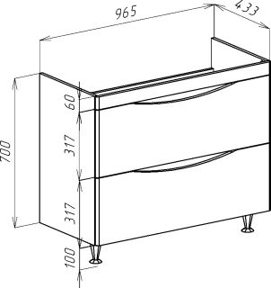 Тумба под раковину Bellezza Санриса 100см орех 00000007822