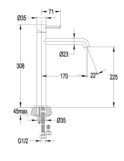 Смеситель для накладной раковины Omnires Y чёрный Y1212BL