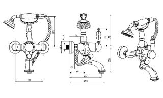 Смеситель для  ванны Boheme(душ.комплект) TRADIZIONALE NERO Комплект хром