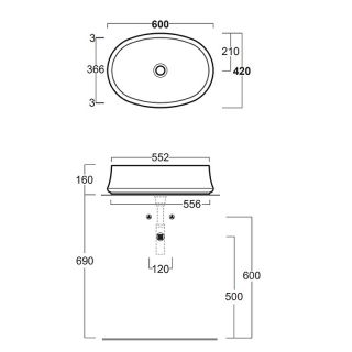 Раковина SIMAS Sharp SH04bi*0 белая 60 см