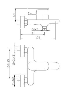 Душевая система Agger A0293544 смеситель с изливом, черный