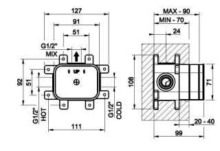 Скрытая часть однорычажного смесителя Gessi 44655.031