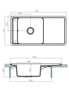 Мойка кухонная Акватон Беллис 97см песочный 1A725132BS220
