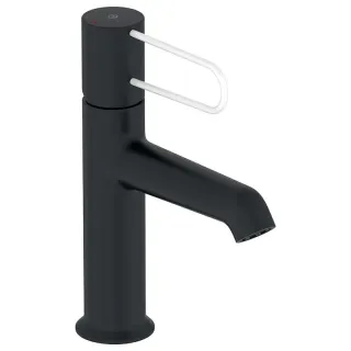 Смеситель для раковины Jacob Delafon Odeon Rive Gauche E21028-BL-00 чёрный ручка белая