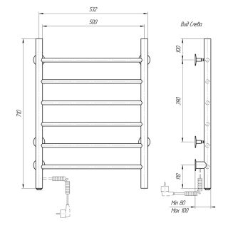 Полотенцесушитель электрический Domoterm Аврора DMT 109-6 50x71 EK L хром