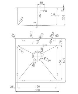Кухонная мойка Raglo R700.5050.09 50см графит