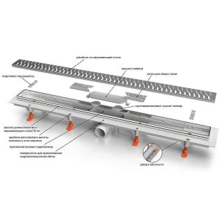 Душевой лоток Veconi Klasik Black 950 V950KB с Черной матовой решеткой под плитку