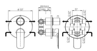 Встраиваемый смеситель для ванны Paini Nove 09CR6911 хром