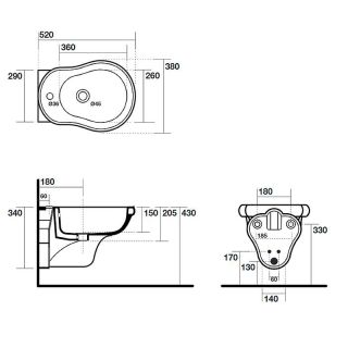 Биде подвесное Kerasan Retro 102601*1 белое