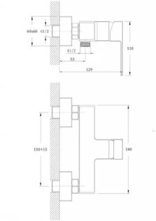 Смеситель для душа Ceramica Nova Cubic 70014CH хром