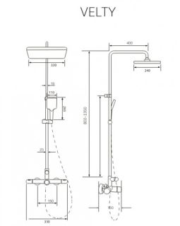 Душевая стойка Milleau Velty MLV242023PDD-CR хром