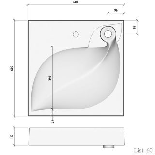 Раковина над стиральной машиной Madera List 60см белый 4627173210553