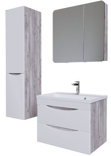 Тумба подвесная под раковину Grossman Талис 107011 70см бетон пайн/белый глянец