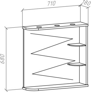 Зеркало с подсветкой Bellezza Рио 70см правое белый 00000001214