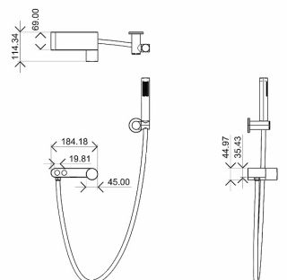 Смеситель для ванны Boheme Stick 123-BCR чёрный/хром
