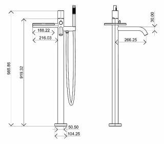 Напольный смеситель для ванны Boheme Stick 129-BB чёрный