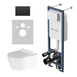 Инсталляция Am.Pm ErgoFit с подвесным унитазом без ободка с сиденьем микролифт и клавишей IS110338.DX77C1700