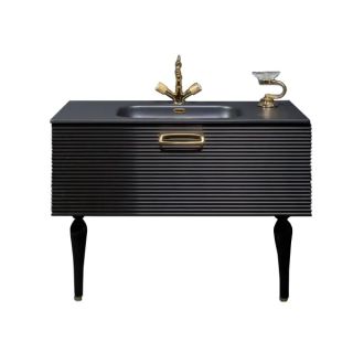 Тумба под раковину Armadi Art Vallessi Avangarde Linea 80см чёрный/золото 842-080-BG