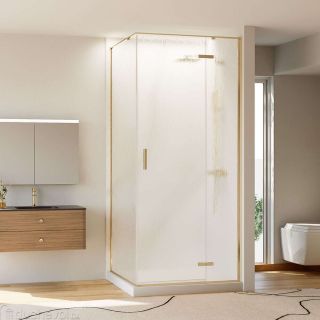 Душевой уголок Veconi Rovigo RV-073RG/R, 1200х800х1950, золото брашинг, стекло дождь