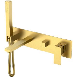 Встраиваемый смеситель для ванны Boheme Qubic 474-2-MG золото матовое