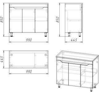 Тумба под раковину Stella Polar Абигель 100см серый/цемент SP-00001035