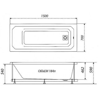Акриловая ванна Triton Прага Щ0000049117 150x70 см белый