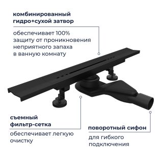 Душевой лоток обрезной RGW SDR-53B 76215360-04 60 см чёрный