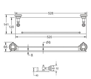 Полка стеклянная Rose RG1119Q 53см бронза