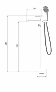 Напольный смеситель для ванны Gappo G3006-9 оружейная сталь