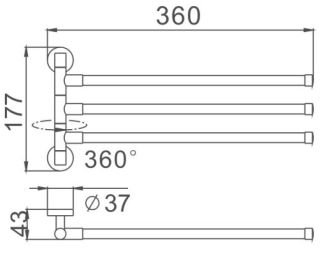 Полотенцедержатель Haiba HB113 36см хром
