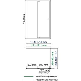 Душевой уголок WasserKRAFT  Aula 120х100 11P10 профиль Хром стекло прозрачное