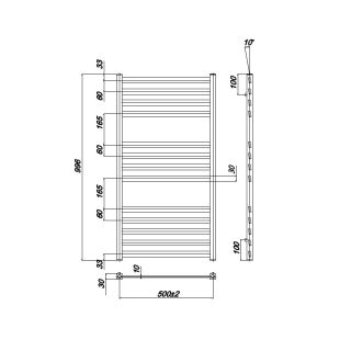 Ravak Полотенцесушитель Водяной Degree 500 x 1000_W