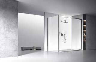 Боковая панель Veconi KP-13, 1000х1950 , хром, стекло прозрачное