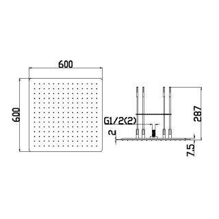 Потолочный душ Boheme 428-MW 2-х позиционный 60 см белый матовый