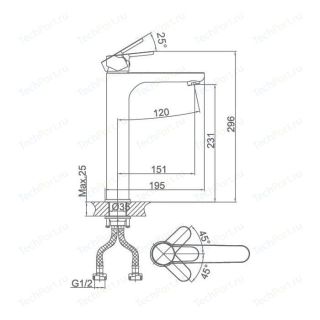 Смеситель для накладной раковины DQ Rhein Marx хром DA1392001