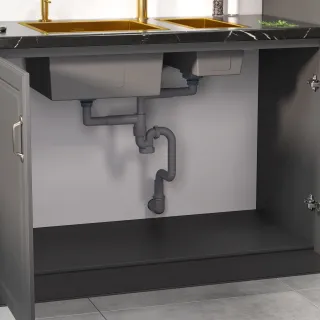 Сифон для двучашевой кухонной мойки БЕЗ ВЫПУСКА Reflexion Part RX9002PT