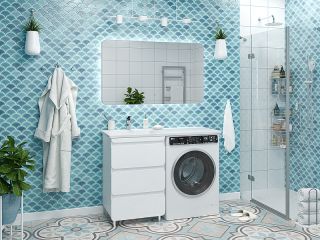 Напольная тумба под раковину Misty Чегет 120 L  УТ000013566 белый