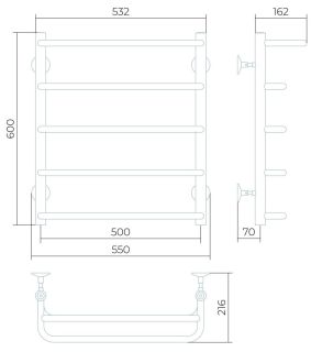 Водяной полотенцесушитель Larusso Стандарт П5 с полкой 50x60см хром 4670078535306